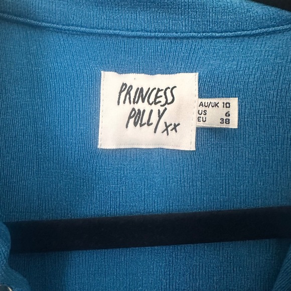 Princess Polly Long Sleeve Mini Dress Blue Button Down Collared - Picture 7 of 9